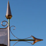 Große Wetterfahne 188 - Banner aus Kupfer mit Lilienmotiv - Windrichtungsanzeiger, Windfahne