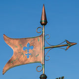 Große Wetterfahne 188 - Banner aus Kupfer mit Lilienmotiv - Windrichtungsanzeiger, Windfahne