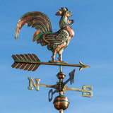 Large Weather Vane 801 - crowing weathercock made of copper