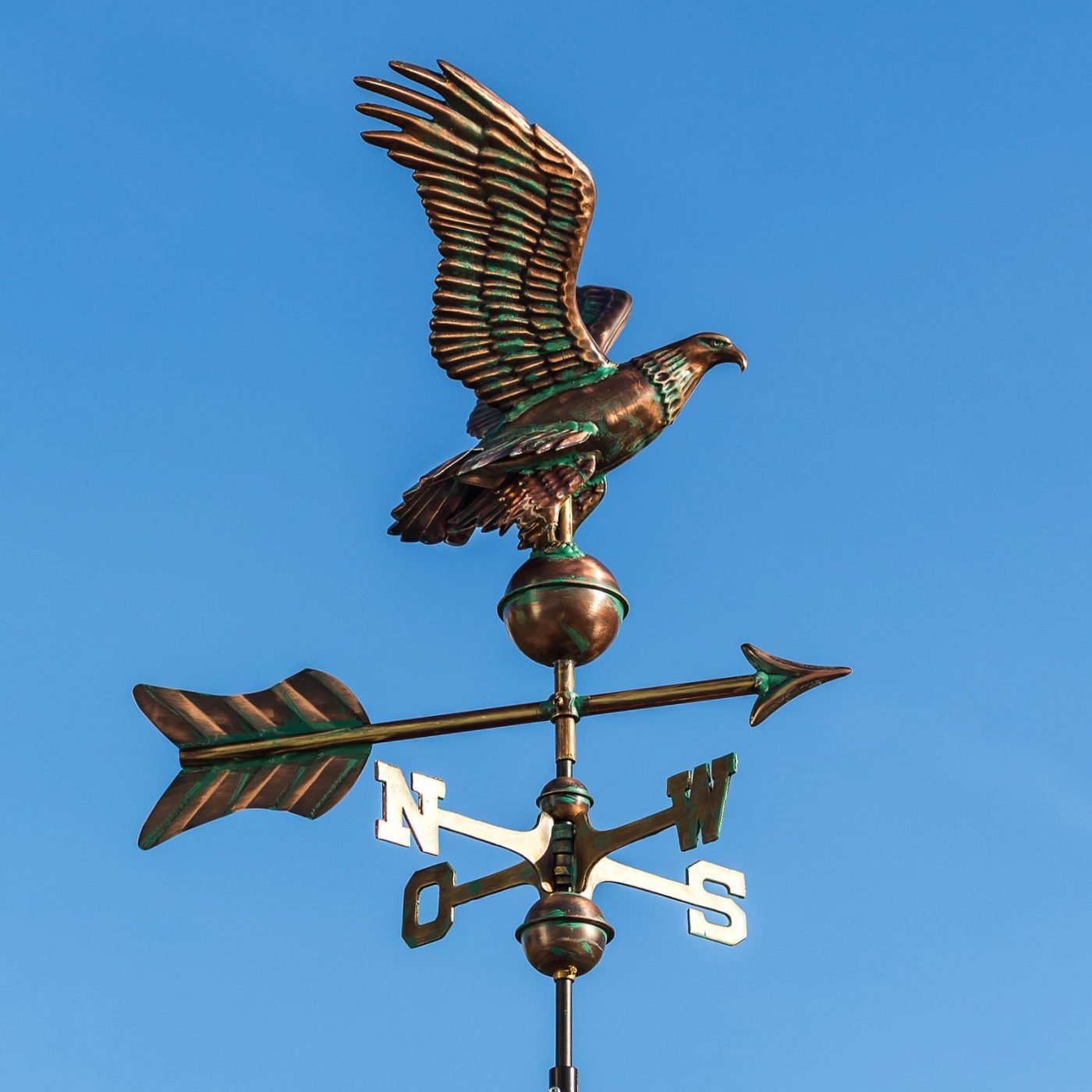 Mittelgroße Wetterfahne 431 - Adler aus Kupfer