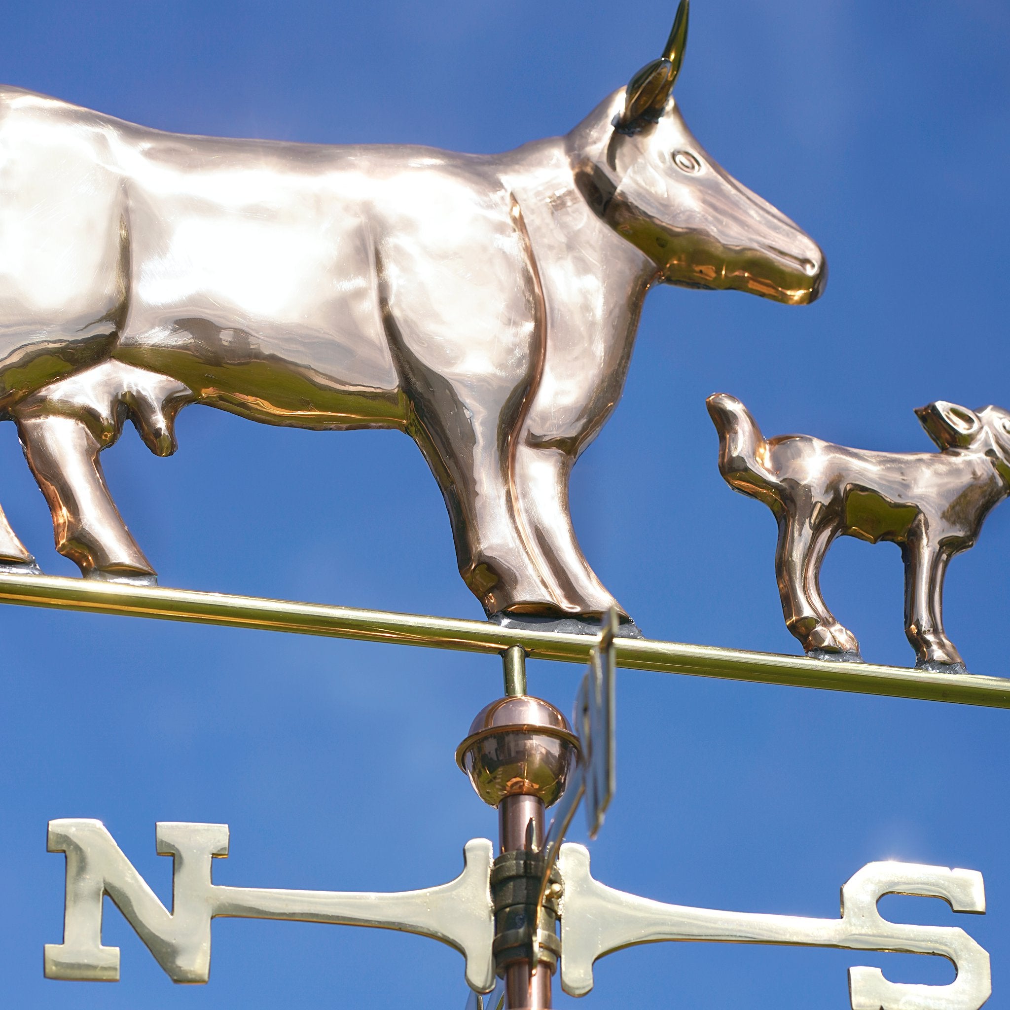  Kupfer Wetterfahne für Bauernhof Stall, Kuh mit Kalb 