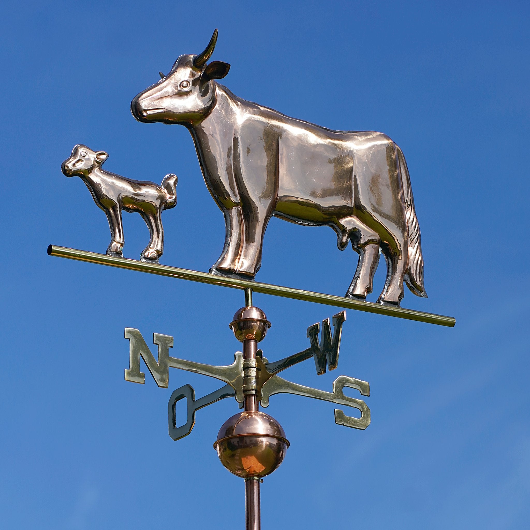  Kupfer Wetterfahne für Bauernhof Stall, Kuh mit Kalb 