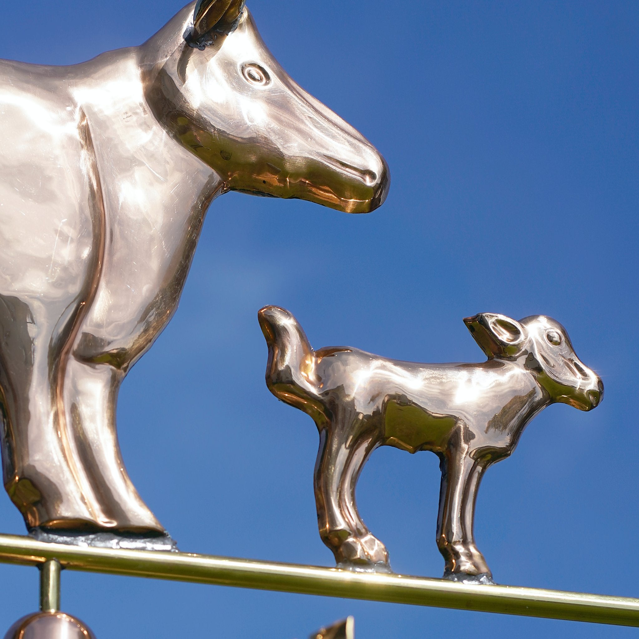  Kupfer Wetterfahne für Bauernhof Stall, Kuh mit Kalb 