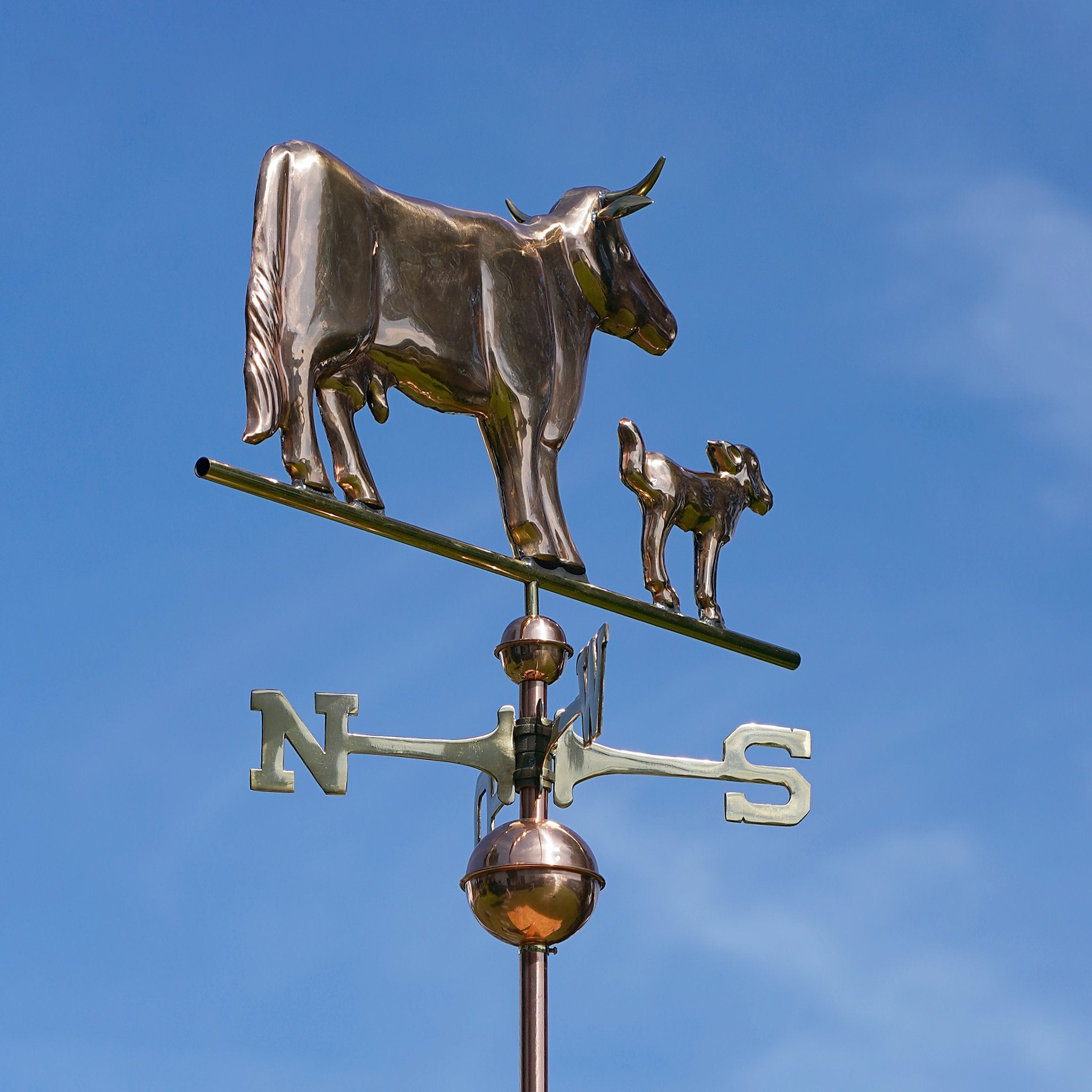  Kupfer Wetterfahne für Bauernhof Stall, Kuh mit Kalb 