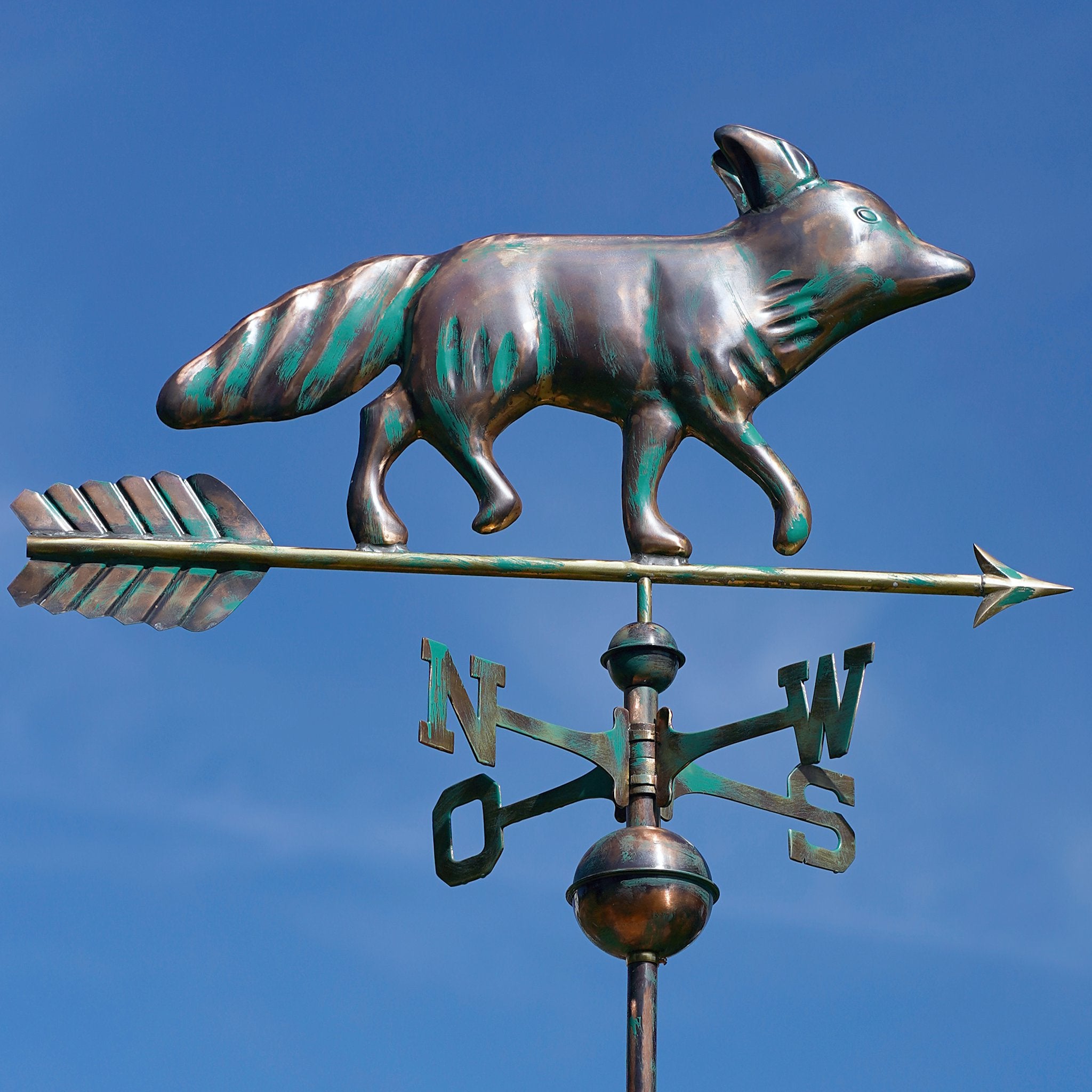 Hochwertige Wetterfahen Fuchs Tiermotiv aus Kupfer