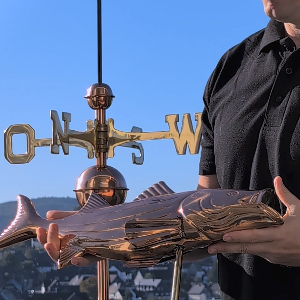 Wetterfahne Fisch aus Kupfer Produktvideo