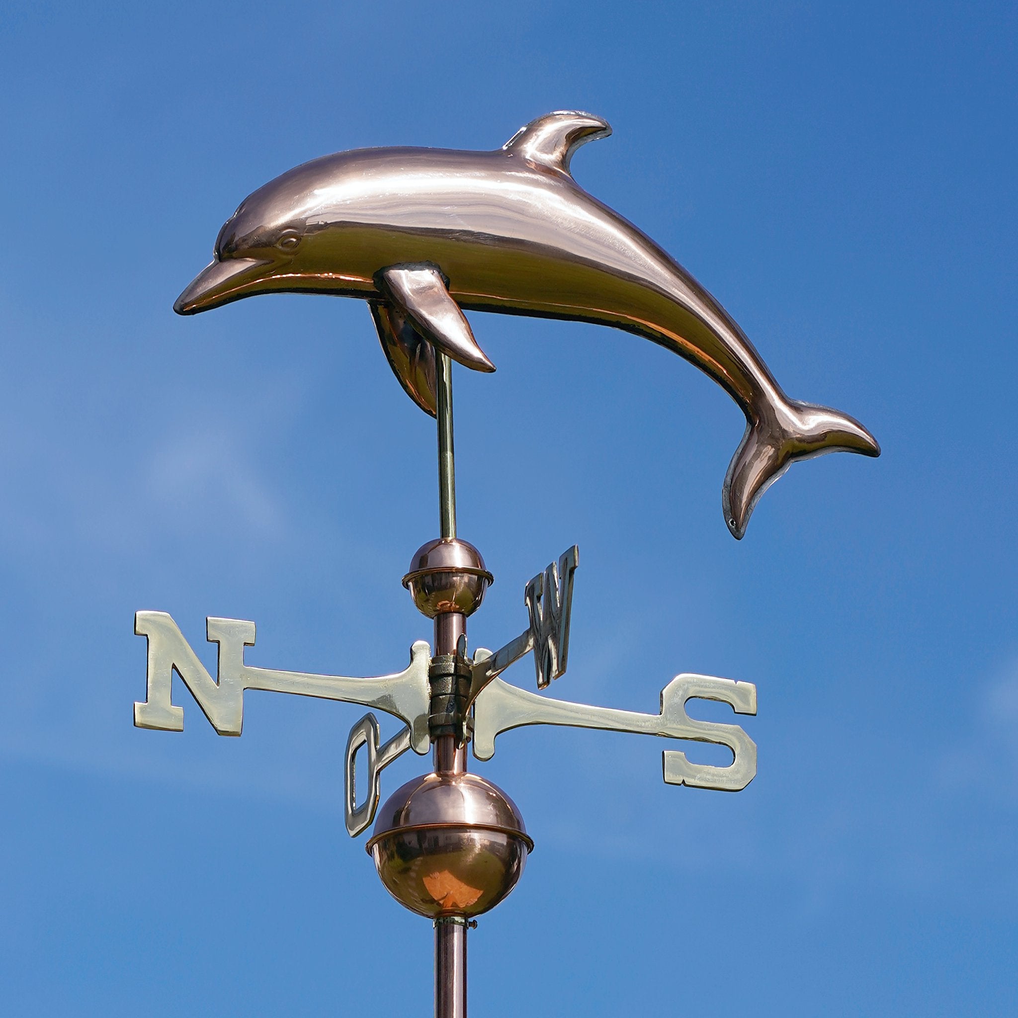 Wetterfahne Delfin aus Kupfer fürs Dach