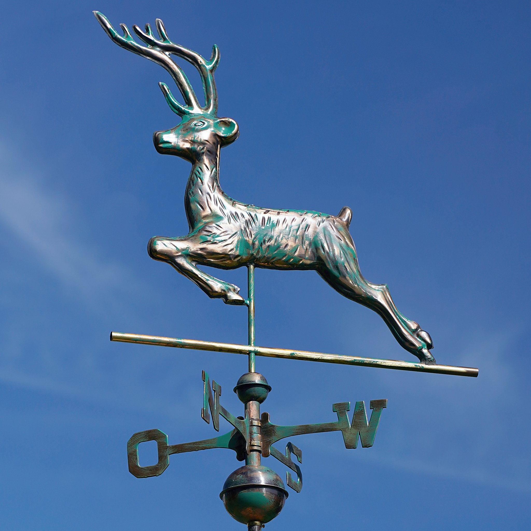 Kupfer Wetterfahne Hirsch Jagdmotiv veredelt Jagdhütte Geschenk