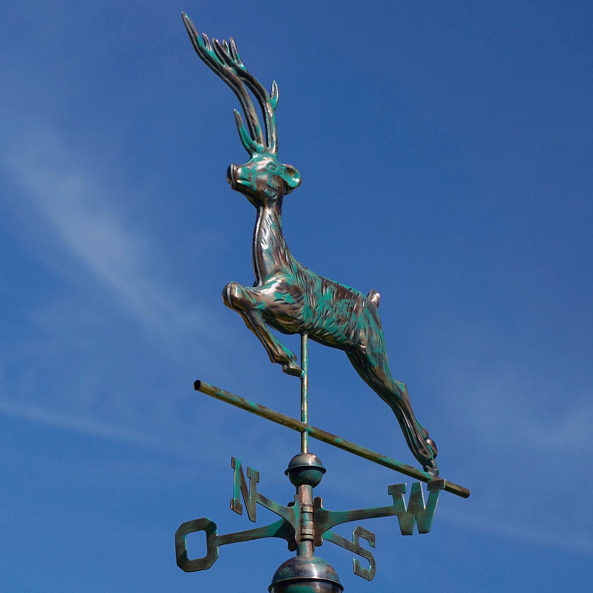 Kupfer Wetterfahne Hirsch Jagdmotiv veredelt Jagdhütte Geschenk